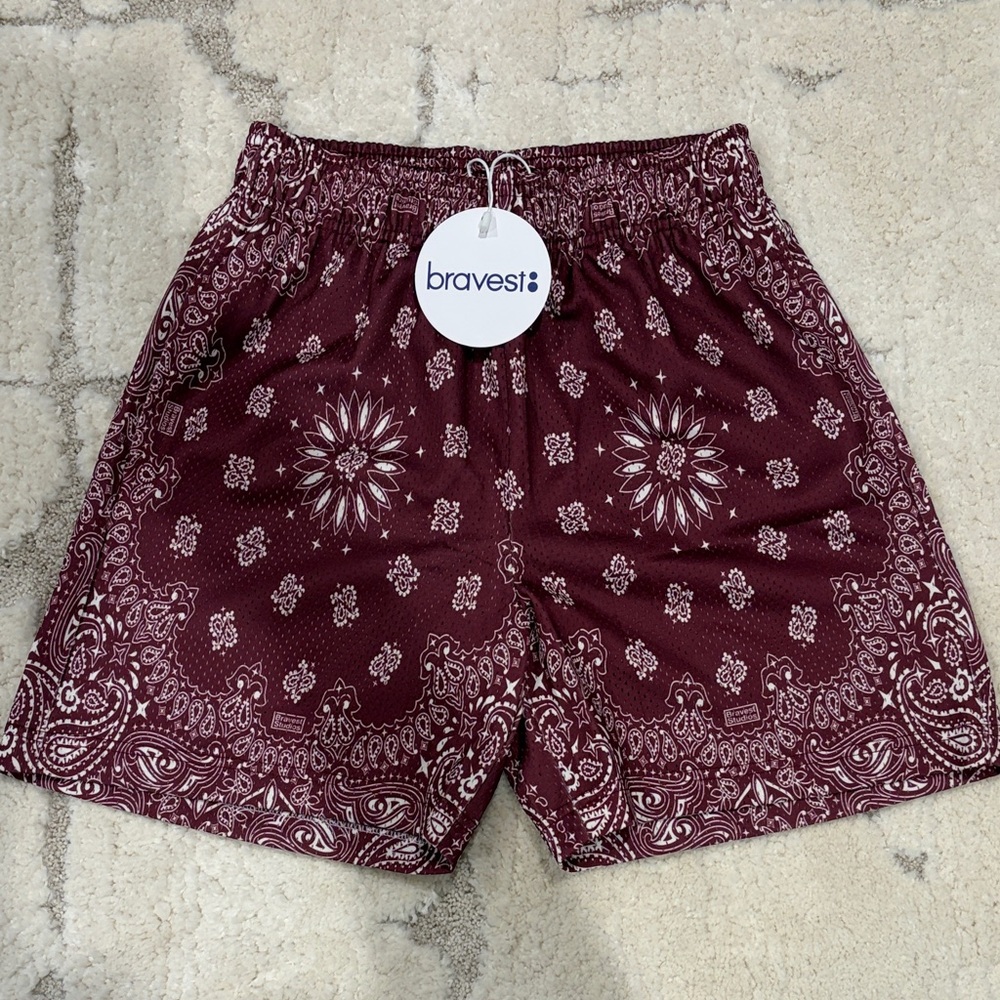 Bravest Studios Shorts - Burgundy Paisley